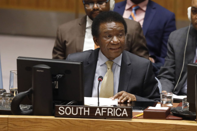 South Africa's U.N. Ambassador Jerry Matthews Matjila addresses the United Nations Security Council, at U.N. headquarters, Tuesday, Jan. 22, 2019.[Photo: IC]