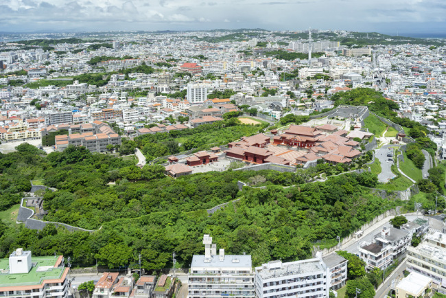 A bird’s view of the Shuri Castle on August 22, 2019. [Photo: VCG]