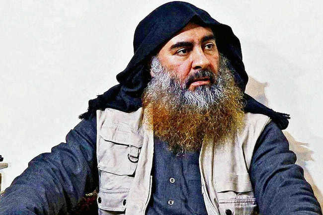 This image released by the Department of Defense on Wednesday, Oct. 30, 2019, and displayed at a Pentagon briefing, shows an image of Islamic State leader Abu Bakr al-Baghdadi. [Photo: Department of Defense via AP]