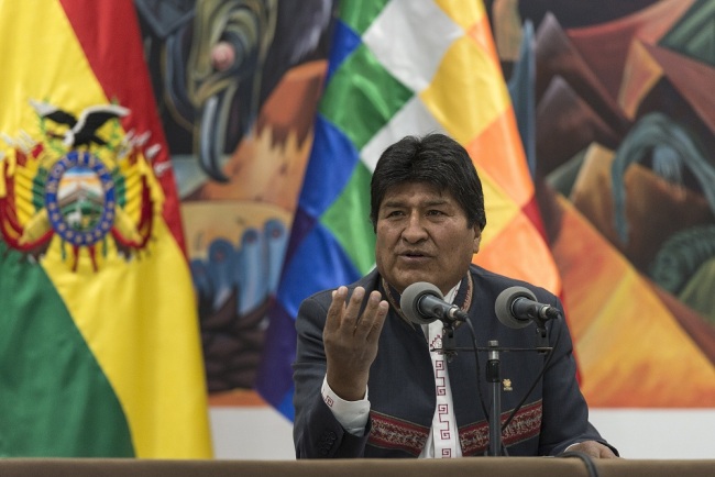 Evo Morales, Bolivia's president, speaks during a press conference at the Presidential Palace in La Paz, Bolivia, on Thursday, Oct. 24, 2019. [Photo: VCG]