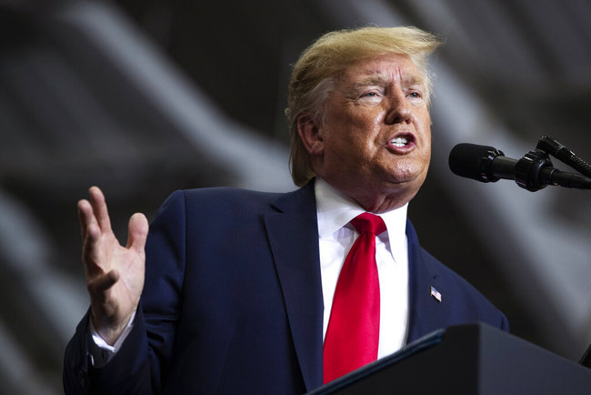 In this Nov. 6, 2019, file photo, President Donald Trump speaks during a campaign rally at the Monroe Civic Center in Monroe, La. [File photo: AP]