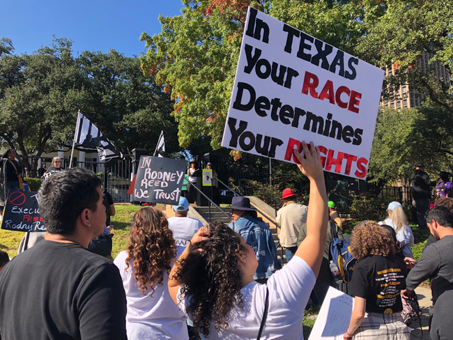 Supporters rally to stop the execution of Texas death row inmate Rodney Reed outside the governor’s mansion on Nov. 9, 2019. [Photo: AP]