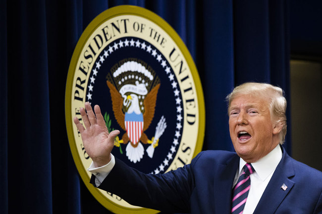 U.S. President Donald Trump waves during a summit at the Eisenhower Executive Office Building at the White House in Washington D.C. on Thursday, December 19, 2019, in Washington. [Photo: AP]