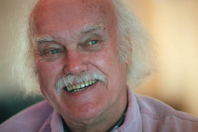In this Oct. 21, 1998 file photo, Ram Dass, best known for the 1971 bestseller "Be Here Now," smiles during an interview at his San Anselmo, Calif., home. [Photo: AP]