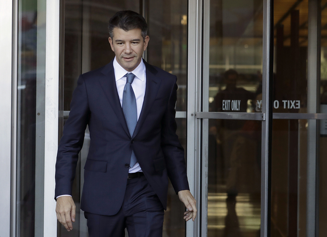 Former Uber CEO Travis Kalanick leaves federal court in San Francisco in Feb. 7, 2018. [File photo: AP/Jeff Chiu]