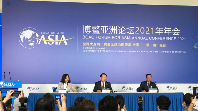 Zahájení Výroční asijské konference Boao fórum 2021 v jihočínské provincii Hainan, 18. dubna 2021. Wang Tianyu/CGTN<br>http://www.cnfocus.com/wp-content/uploads/2021/04/360d0b1ddd1e4dc8b1c724d8488457bc.png