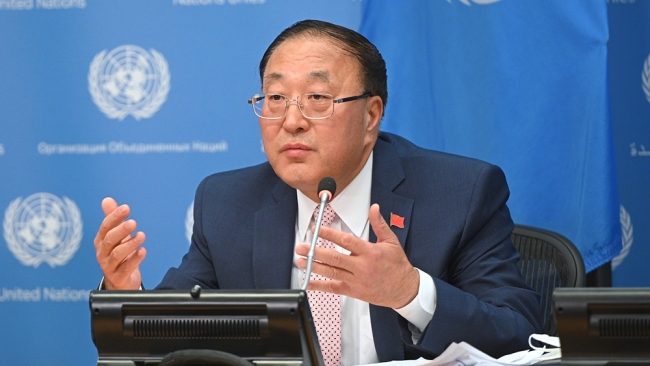 Na snímku je čínský stálý zástupce v OSN Zhang Jun (Čang Ťün). Fotografie: CFP.