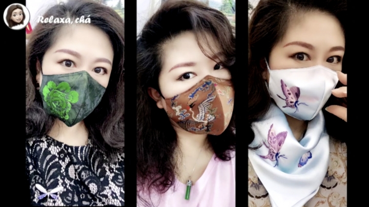 As bordadeiras embelezam máscaras com arte maravilhosa