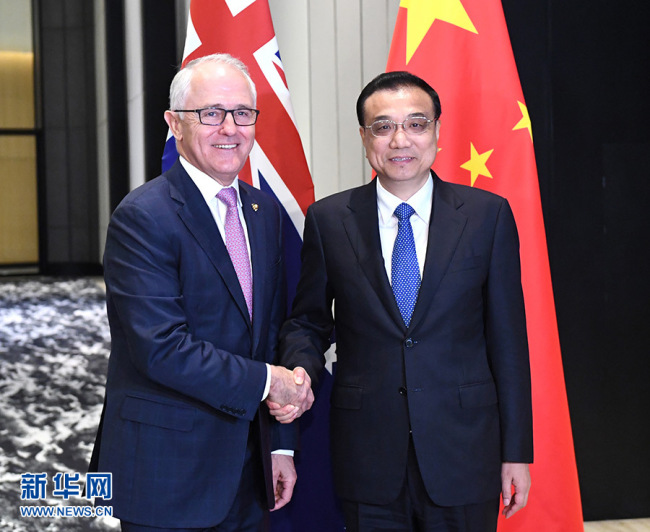 Премьер Госсовета КНР Ли Кэцян встретился с премьер-министром Австралии М.Тернбуллом