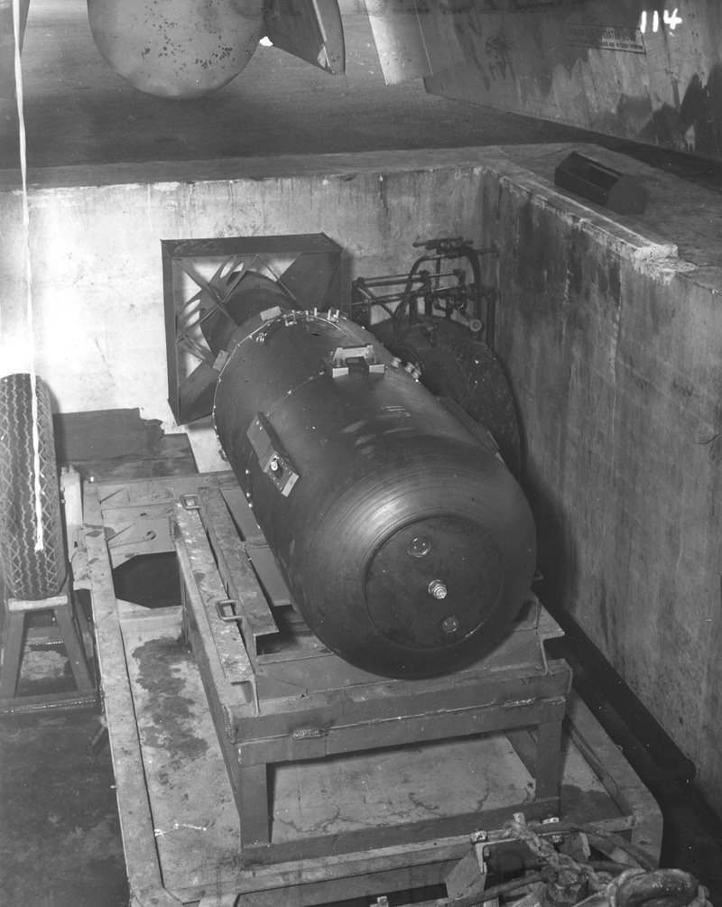 Blick auf die Atombombe mit dem Codenamen "Little Boy"