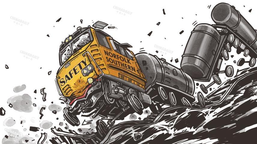 کاریکاتور| از ریل خارج شدن قطار اوهایو؛ ترجیح سود بر ایمنیا