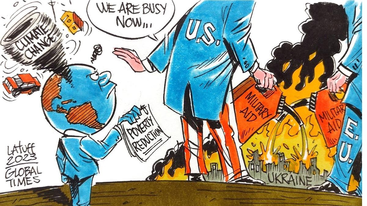 کاریکاتور| بنزین‌پاشیِ آمریکا و اروپا بر آتش جنگ اوکراین