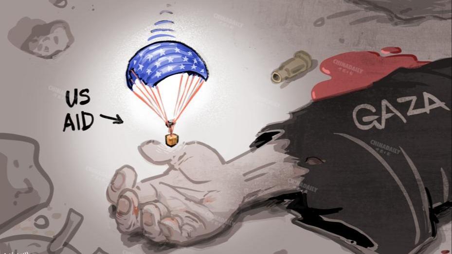 کاریکاتور| کمک‌های هوایی ناچیز و نمادین آمریکا برای غزه