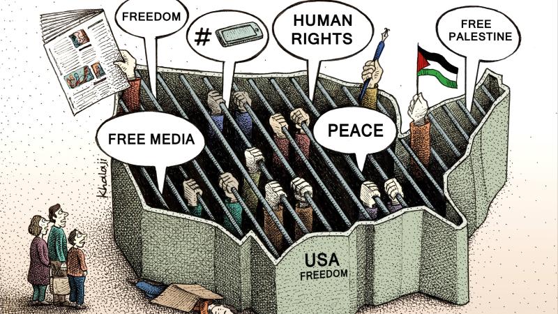 نگاهی به وضعیت حقوق بشر در آمریکا از قاب کاریکاتورها